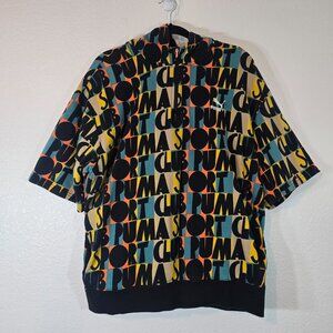 Puma Sport Club Hoodie Jacket Men Large Short Sleeve All Over Print Streetwear